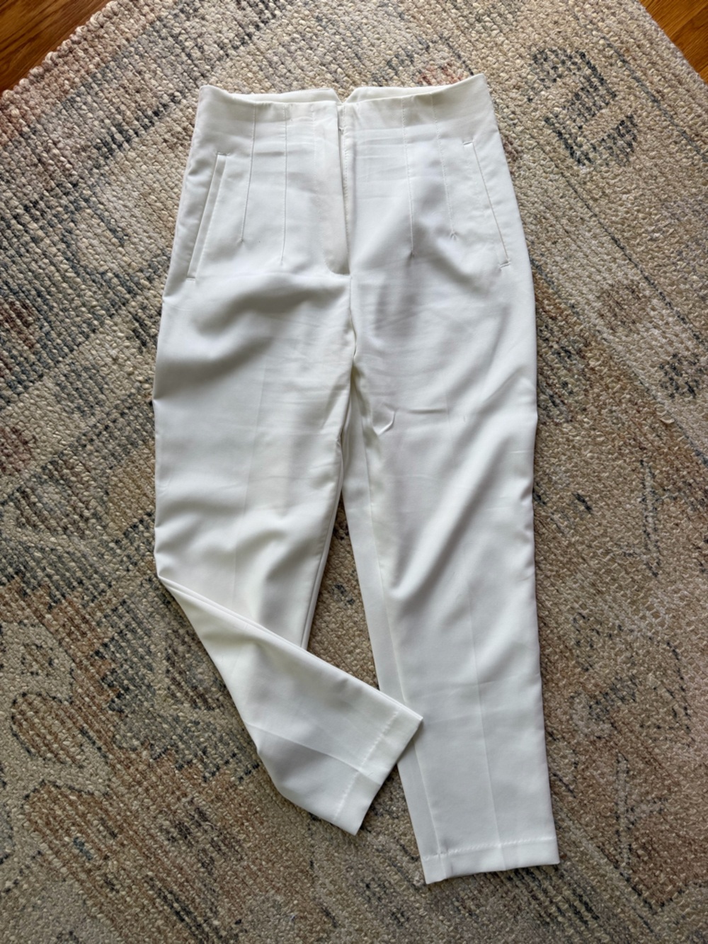 Zara White High-Waist Tailored Pants